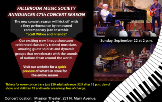 Fallbrook Music Society’s 47th concert season